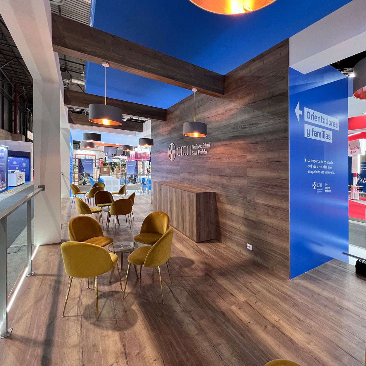 Double-height stand design with architectural certification